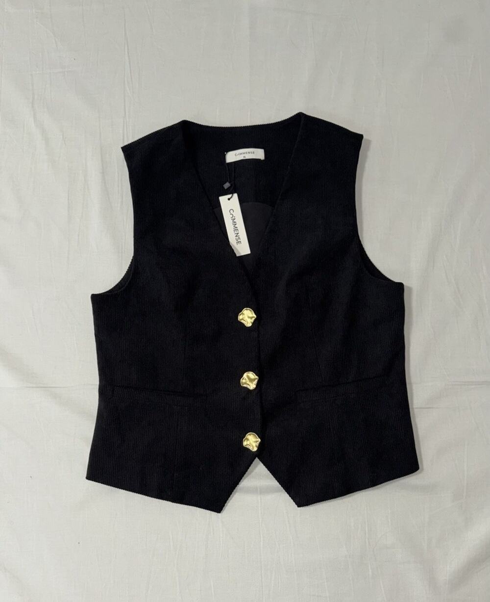 Commense - Black Tailored Button-Up Vest - Size XL - NWT